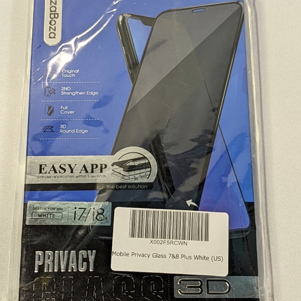 BozaBoza Privacy Glass for iPhone 7/8 Plus "White" New in Box